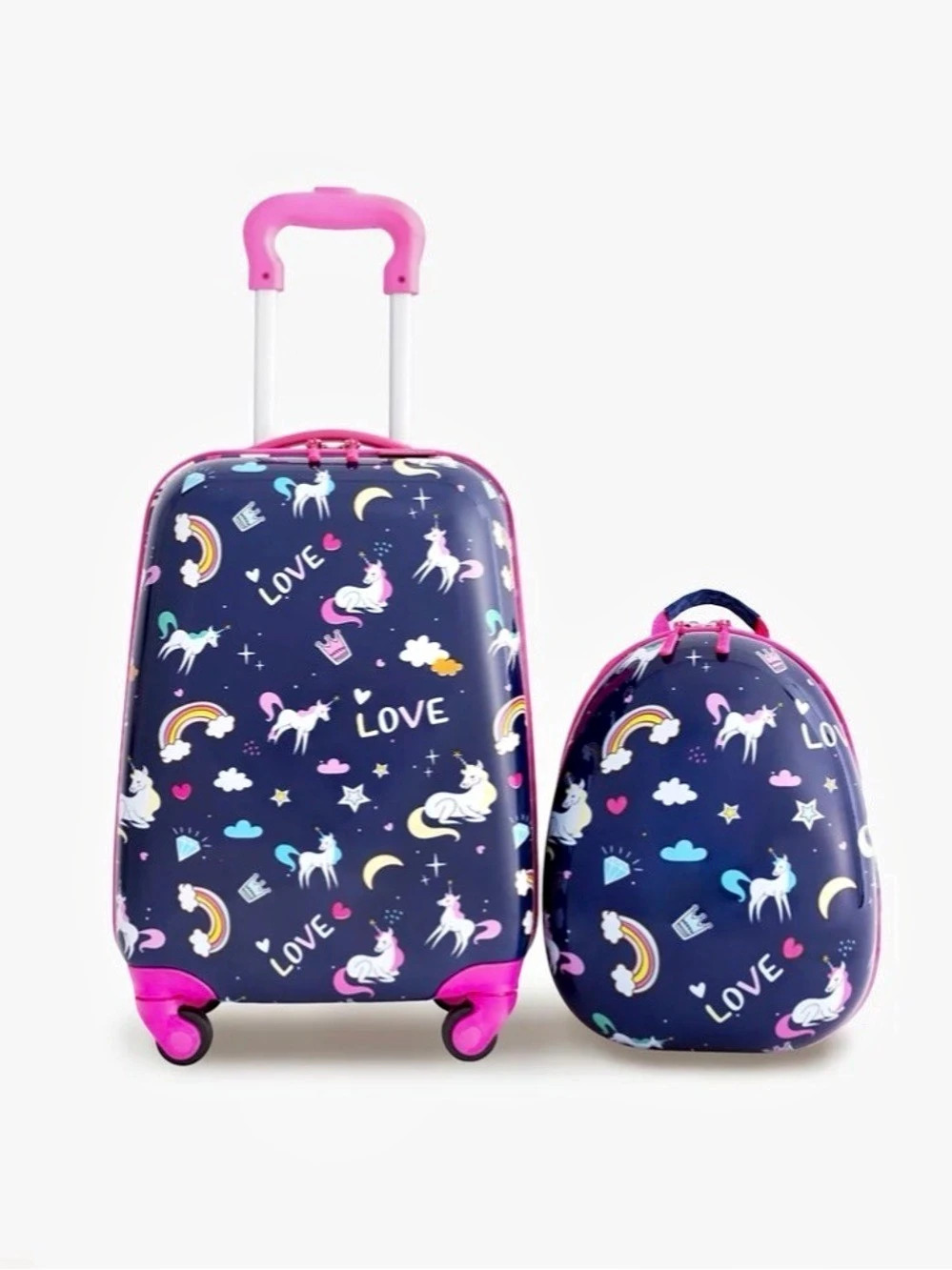 Travelers Club Kids 5-Piece Luggage Set - Unicorn Luggage Set, Blue & Pink